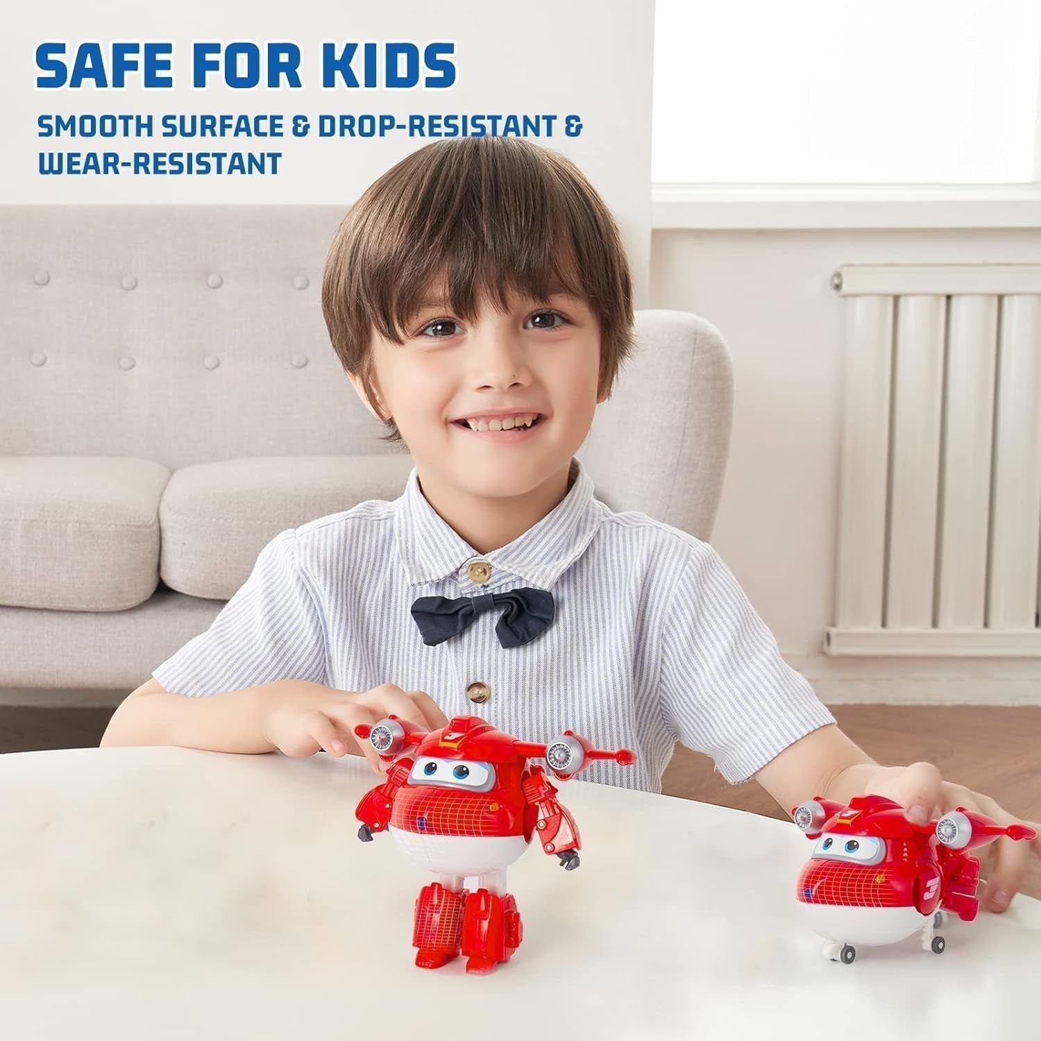 Super Wings 5" Transforming Characters 2er-Pack Transforming Supercharged Jett + Tino Transformer Spielzeug für Jungen und Mädchen ab 3 Jahren, rote Actionfiguren, Naty Shop