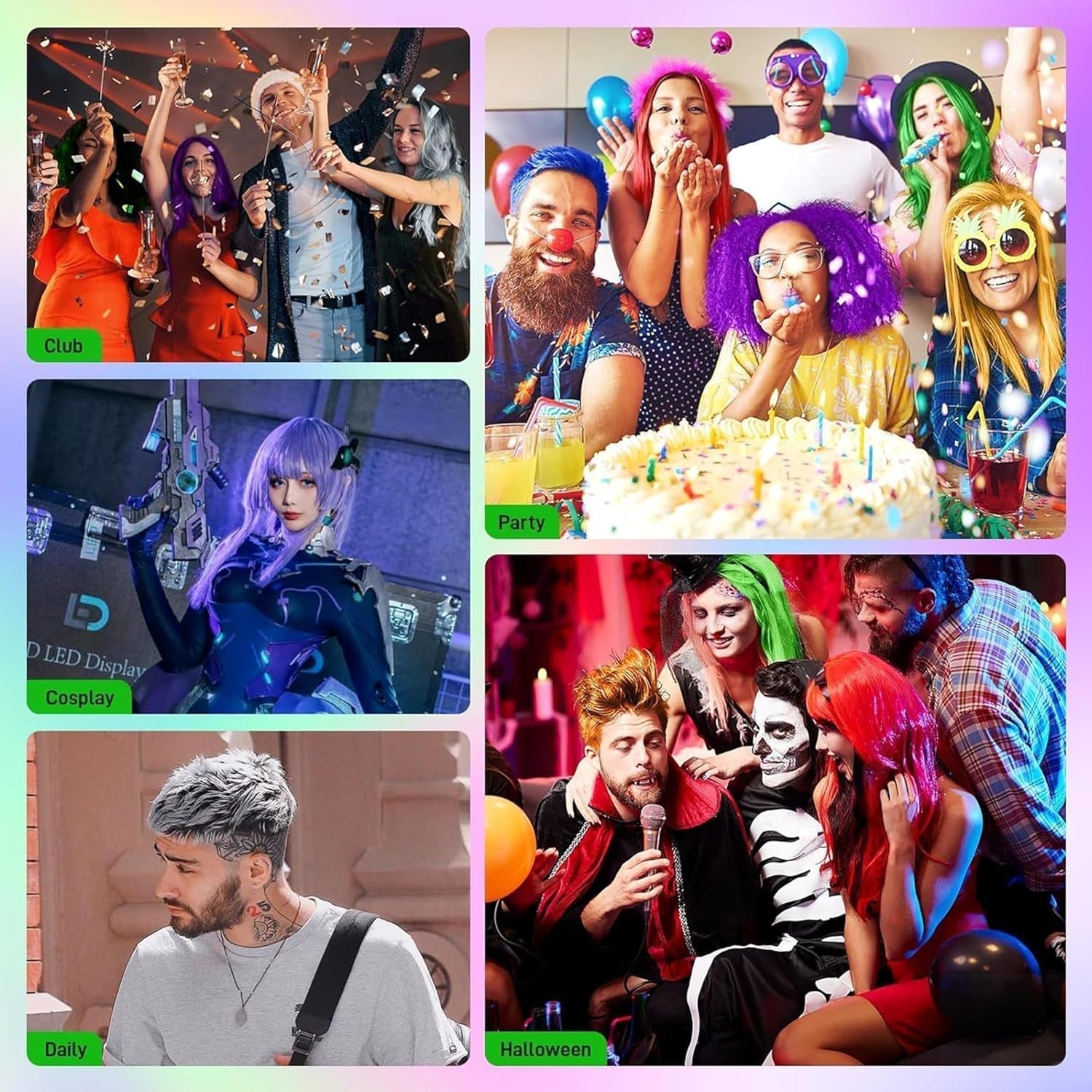 Grüne temporäre Haarfarbe, Styling-Haarfarbe für Männer und Frauen, natürliche Haarpomade, Haarfärbewachs für Party, Cosplay & Halloween, Weihnachten, cremefarbene temporäre Haarfarbe (100 g, grün) Naty Shop Haarfarbe