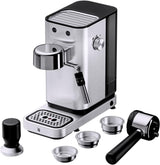 WMF Lumero Espressomaschine, Siebträger, 1400 Watt, Siebträger, 3 Einsätze, für 1-2 Espressotassen, auch für Kapseln, 15 bar, Tassenhalter, Milchaufschäumer, Edelstahl matt