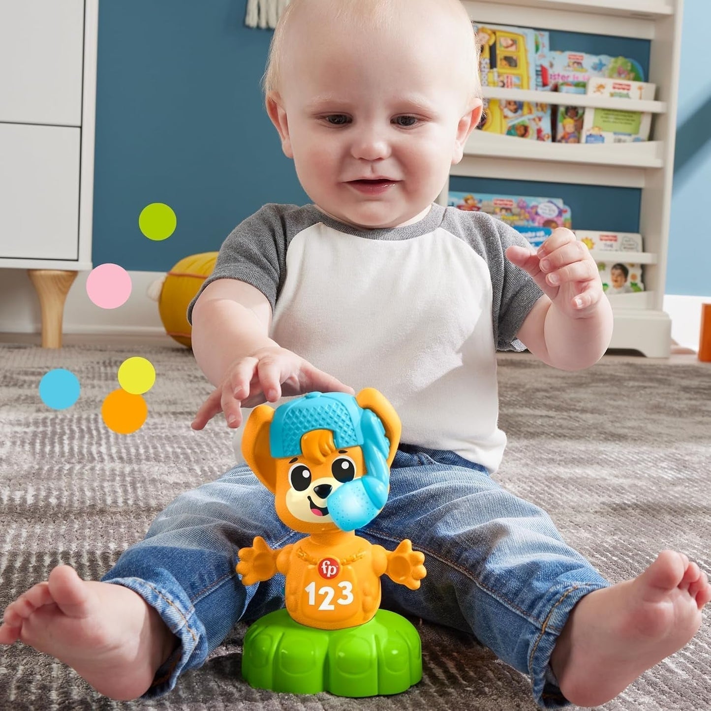 Fisher Price Animal Band Rino der Fuchs lernt Gegensätze, interaktiver Fuchs zum Lernen durch Bewegung, bunte Lichter, Lieder und Geräusche, Babyspielzeug, 9+ Monate, HYL02 Babyspielzeug Naty Shop