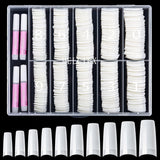 500 Stück französische künstliche Nagelspitzen, Acryl, künstliche Nagelspitzen, Set, Nagelverlängerungen, Nagelspitzen, künstliche Nägel, Zubehör mit 4 Stück Nageldesign-Kleber, Gel-Nägel, natürlich