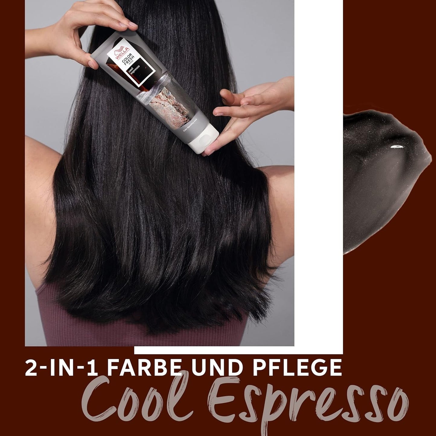 Wella Professionals Color Fresh Mask Cool Espresso – Behandlung zur Revitalisierung und Veränderung der Haarfarbe – pflegender Farbton mit Avocadoöl – für schwarzes und schwarzes Haar – 150 ml Naty Shop Haarmaske