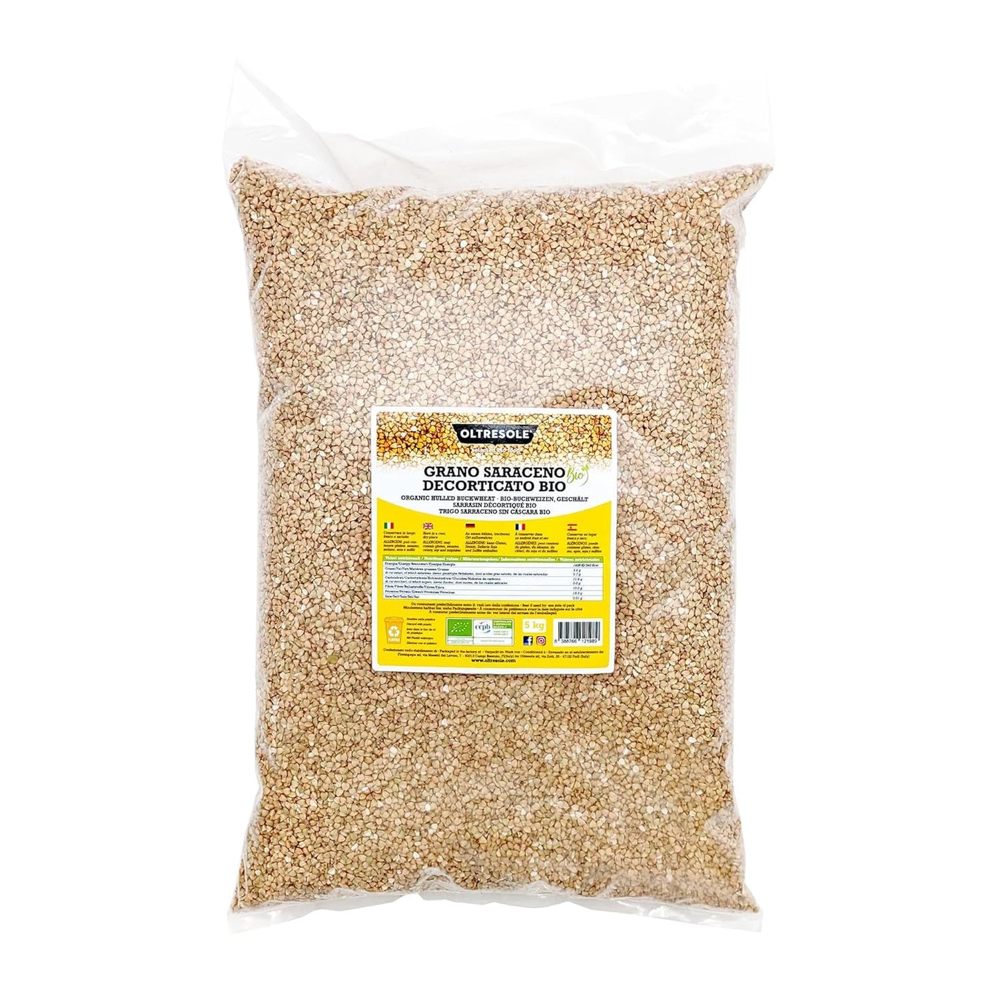 - Bio-Buchweizen geschält 5 Kg - Getreide, nicht wärmebehandelt, aus biologischem Anbau, Convenience-Paket