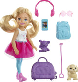 Barbie-Spielzeug Chelsea-Puppe und Zubehör Hunde-Reiseset 6-teilig inklusive Hundeständer HJY17 Naty Shop Dolls Chelsea-Hundepuppe