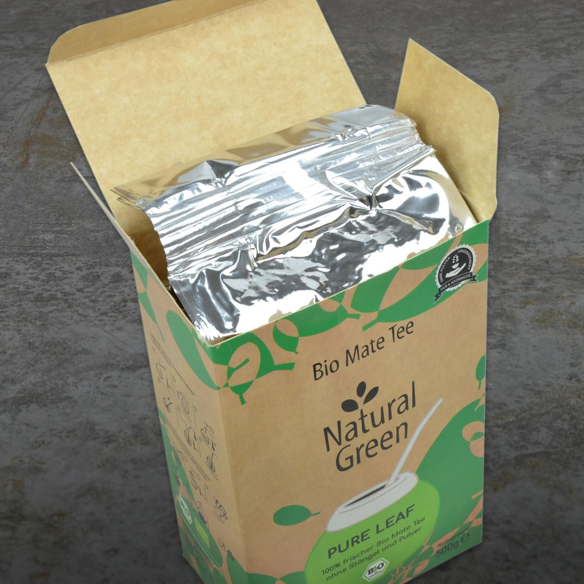 Delicatino – Natürliches grünes PURE LEAF 500G, Bio-Yerba Mate ohne Stiel, frisch und rauchfrei, biologisch angebaut, vakuumverpackt für maximale Frische