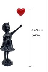 Niedliche Ballonmädchen-Skulptur aus Kunstharz, Heimdekoration, Statue Banksy, rotes Herzmädchen, Ballonfigur, moderne Kunstskulptur für Tischdekoration, Regaldekoration, Statuen und Skulpturen, Naty Shop