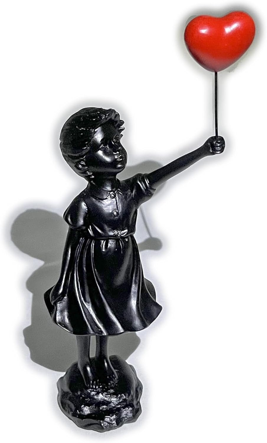 Niedliche Ballonmädchen-Skulptur aus Kunstharz, Heimdekoration, Statue Banksy, rotes Herzmädchen, Ballonfigur, moderne Kunstskulptur für Tischdekoration, Regaldekoration, Statuen und Skulpturen, Naty Shop
