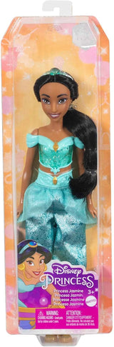 Mattel Disney Princess Toy Jasmine Fashion bewegliche Puppe mit glitzernder Kleidung und Accessoires, Disney-Film-inspiriertes Geschenk für Kinder HLW12 Naty Shop Dolls