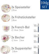 Villeroy & Boch Mariefleur Starter-Set, verschiedene Farben, spülmaschinenfest, mikrowellengeeignet, Geschirrset für 2, florales Geschirrset, Essgeschirr, Kombinationsset, Premium-Porzellan