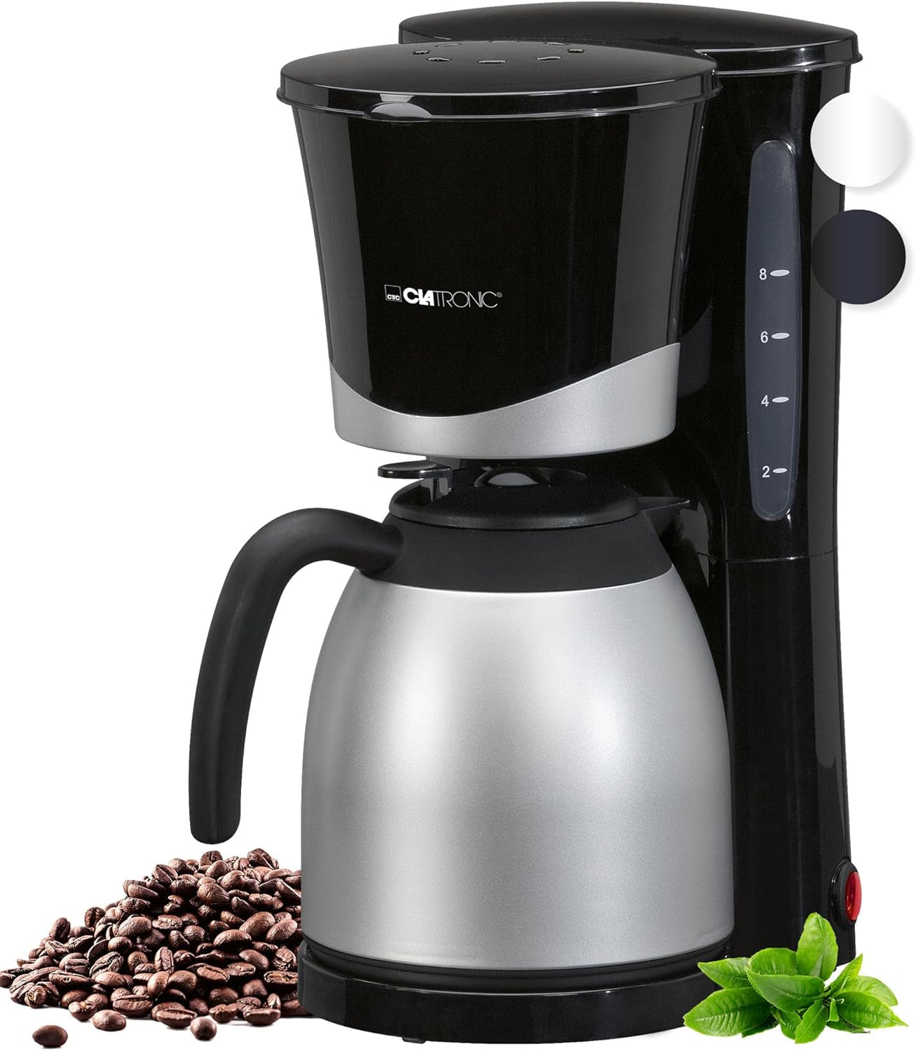 Clatronic® Kaffeemaschine mit Thermoskanne | für 8-10 Tassen Kaffee | ohne Temperaturverlust | Kaffeemaschine mit Filter | 1 Liter | Espresso | Filterkaffeemaschine mit Thermoskanne | KA 3327 schwarz