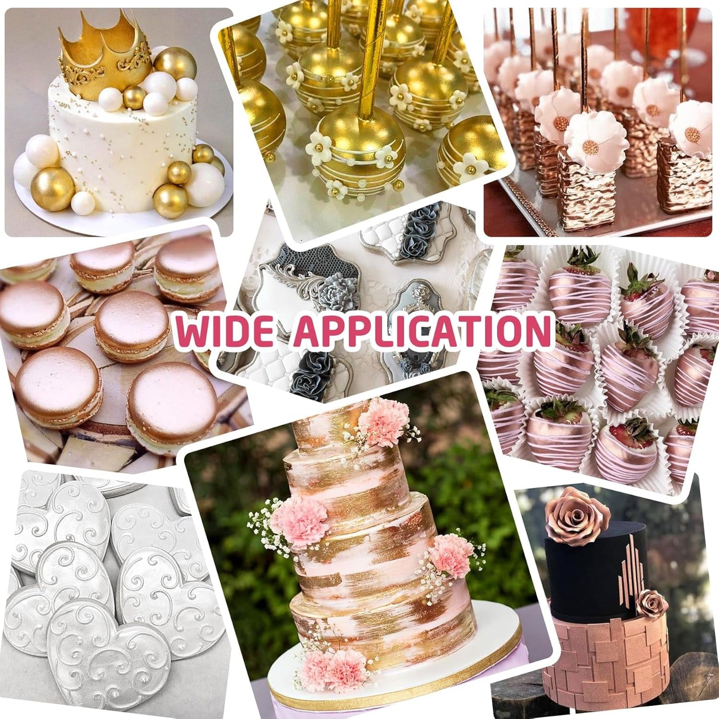 Essbarer flüssiger Glitzer – 6 Farben metallischer Glitzer, Lebensmittelfarbe zum Dekorieren von Kuchen, Backen, Muffins – essbares flüssiges Glitzer-Metallic-Pulver für selbstgemachte Kekse, Fondant, Kuchen