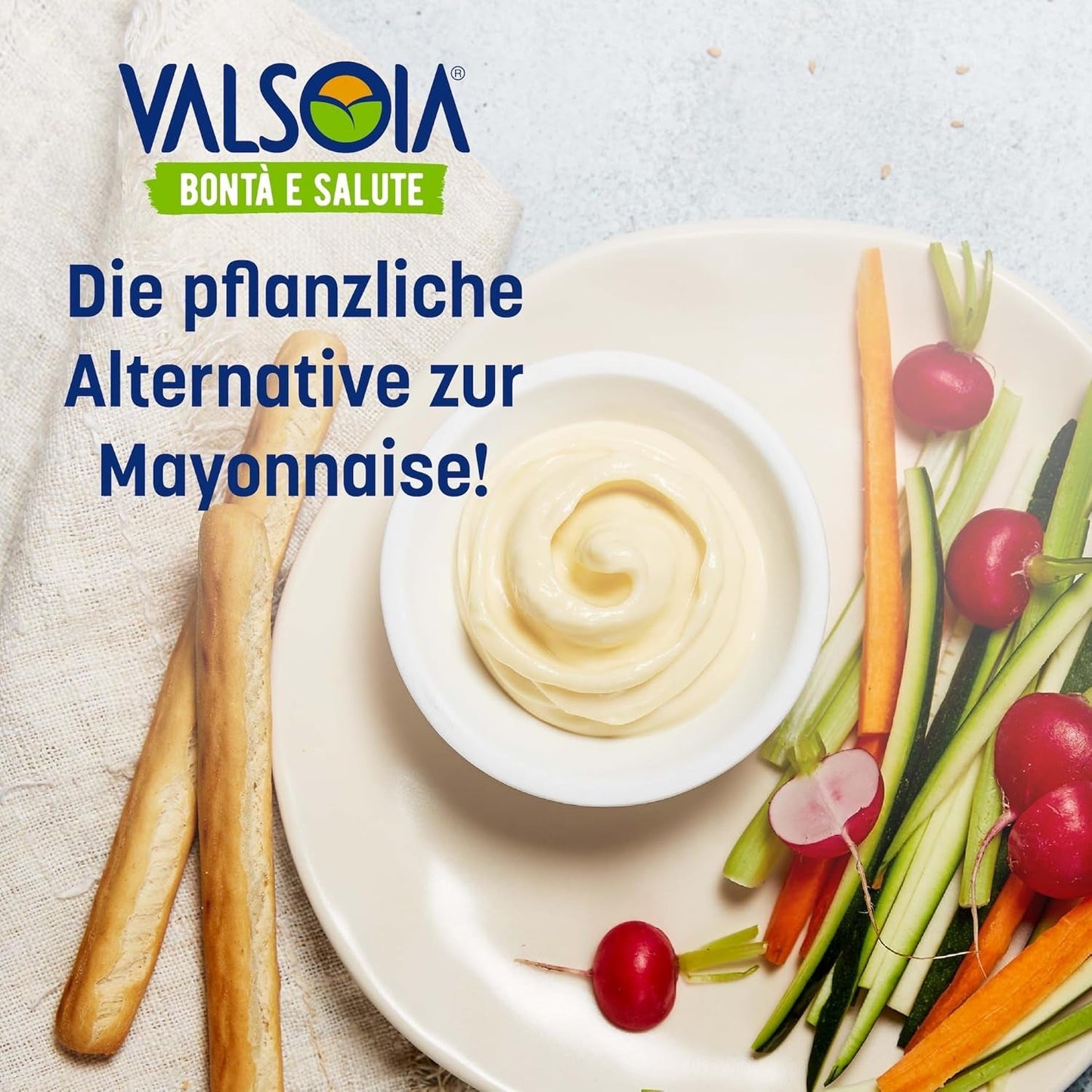 Eifreie Soja-Mayonnaise auf pflanzlicher Basis, ideal für Veganer und Vegetarier, vielseitig in der Küche einsetzbar, 4 x 150 ml