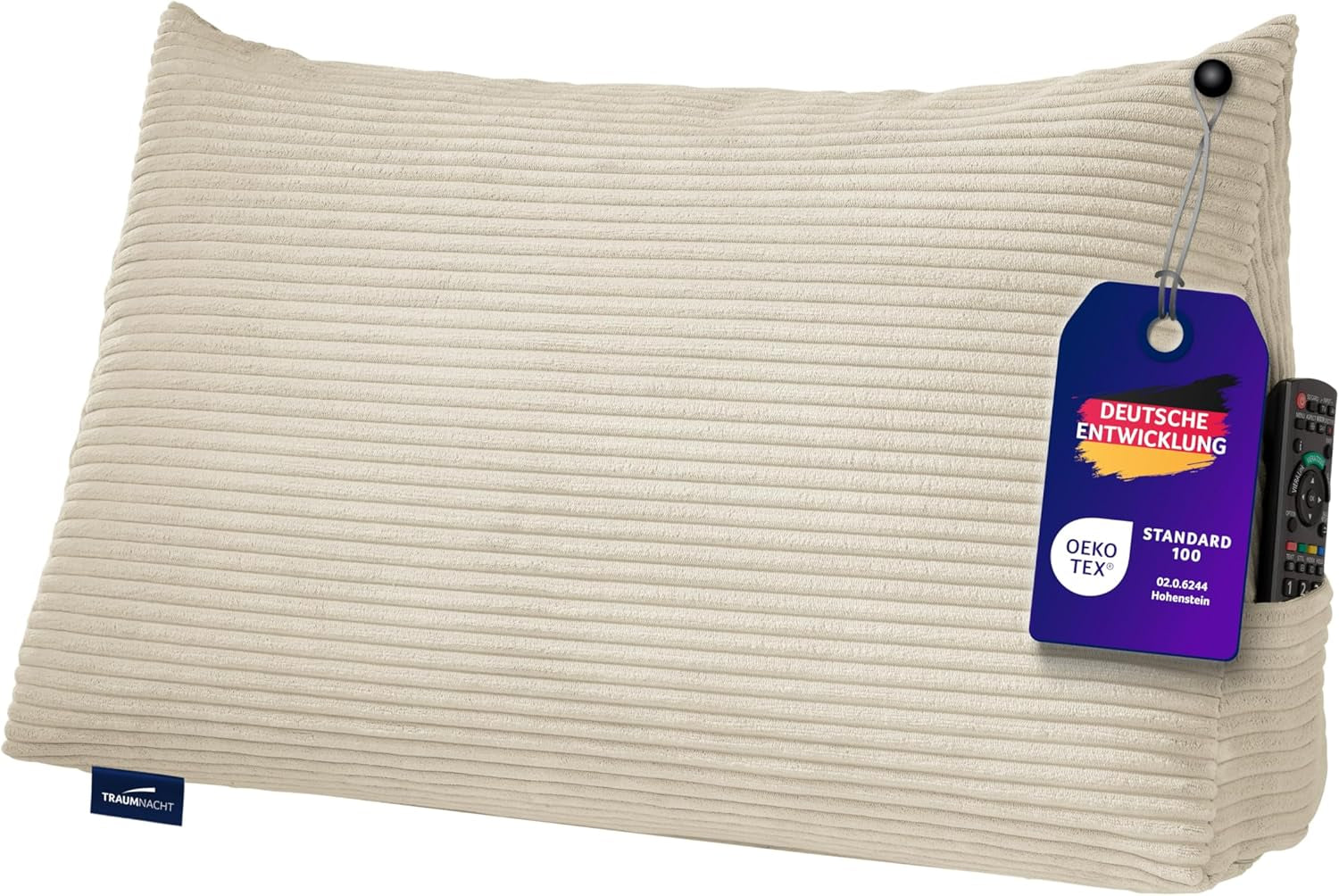 Lesekissen Traumnacht Kuscheliges Rückenkissen, 70 x 40 cm dunkelgrau, abnehmbarer und waschbarer Bezug aus 100 % Polyester, praktische Seitentasche, Öko-Tex zertifiziert, nach deutschen Qualitätsstandards produziert