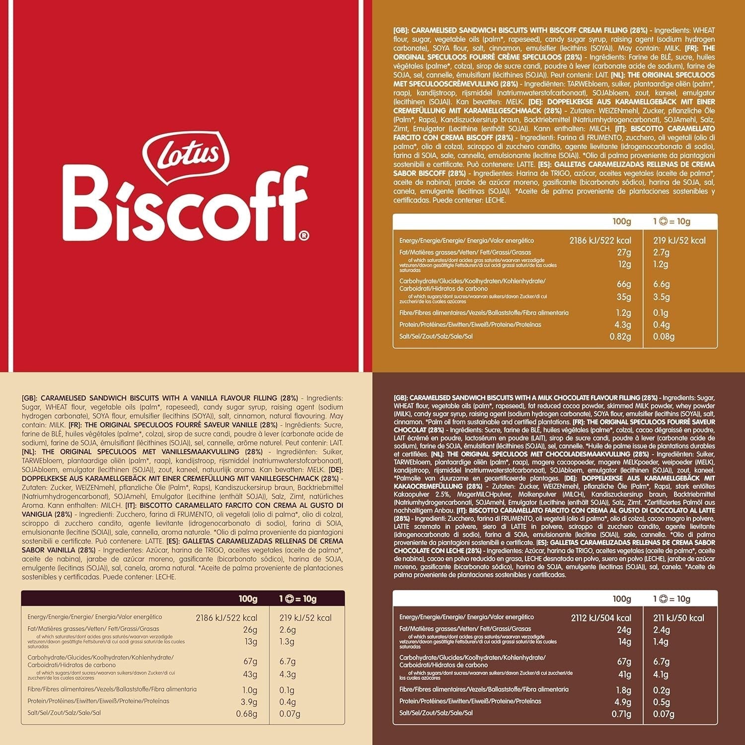 Lotus Biscoff | Doppelte Kekse-Sortenpackung | 3 Sorten | 2 Pakete pro Sorte | 15 Doppelkekse pro Packung | Inhaltsstoffe natürlichen Ursprungs | Keine Farbstoffe | 6 x 150g | 900g