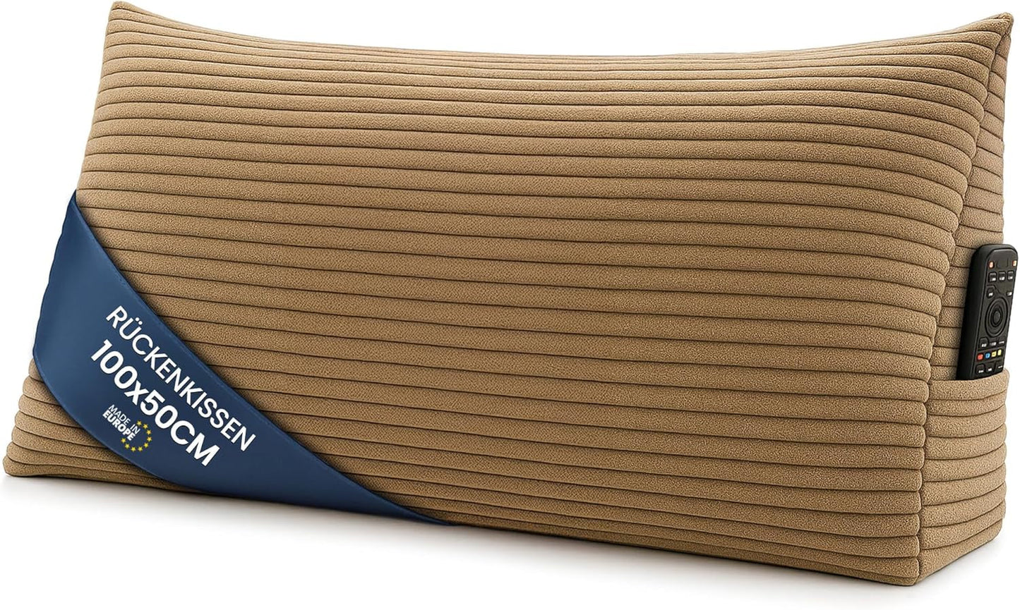 Federkissen, Rückenkissen, Samtkissen, Breite 70 cm – Lesekissen für Bett, Sofa und Sofa, großes Sofakissen, Wandkissen, Sofakissen, Lesekissen, Rückenstützkissen, hellgrau