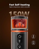 CONQUECO 12V Auto-Espressomaschine: Tragbare Espressomaschine mit Akku für Camping und Reisen – Schnelles Aufheizen in 2,5 Minuten – 8 Espressotassen in einer Ladung