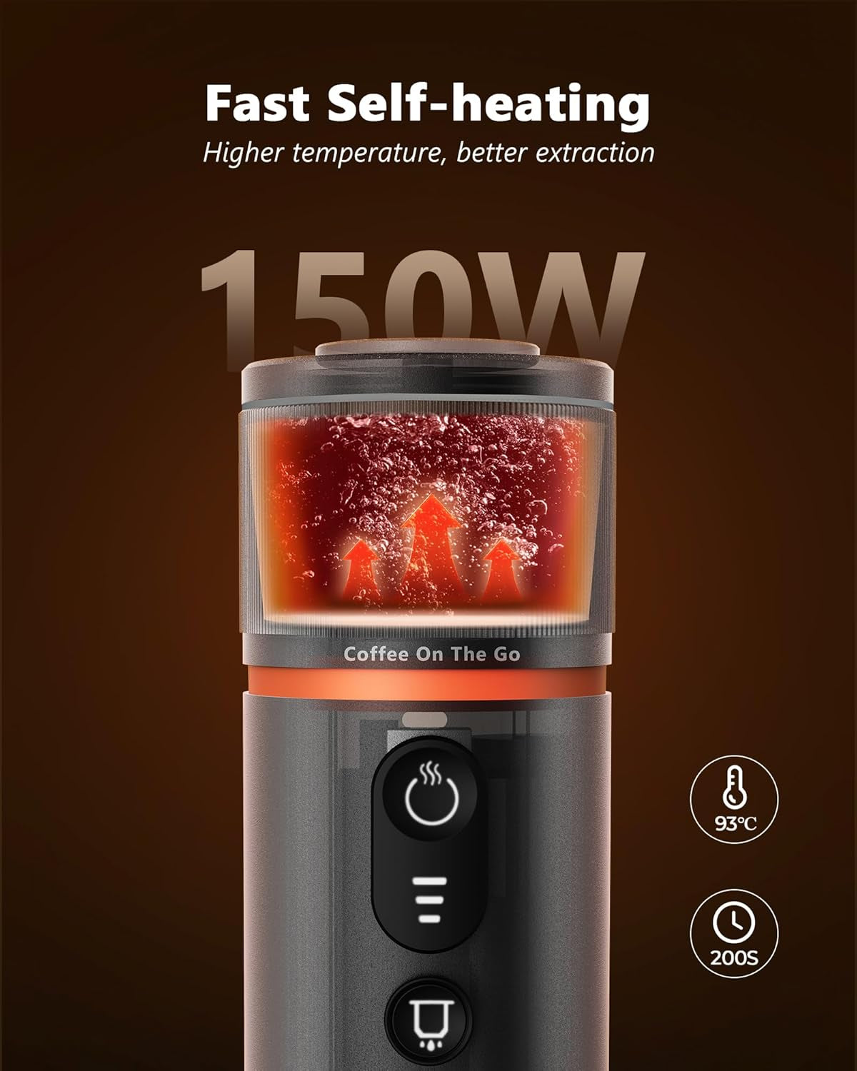 CONQUECO 12V Auto-Espressomaschine: Tragbare Espressomaschine mit Akku für Camping und Reisen – Schnelles Aufheizen in 2,5 Minuten – 8 Espressotassen in einer Ladung