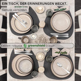 SÄNGER Luxor | Steingut-Geschirr-Set, 18-teilig, Teller-Set für 6 Personen, Geschirr-Set (6 Speiseteller, 6 Müslischalen, 6 Dessertteller), kratzfestes braun-beiges Geschirr | DIE VALUE-KOLLEKTION