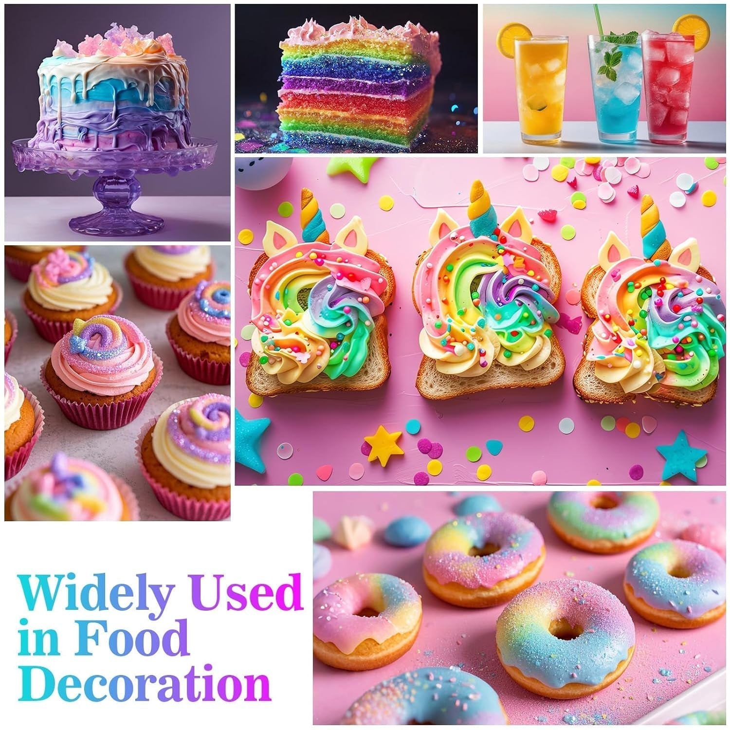 Essbarer Glitzer – 6 g Lebensmittelfarbpulver für Schokolade, Erdbeere, Muffins, Kuchen, Fondant (lila)