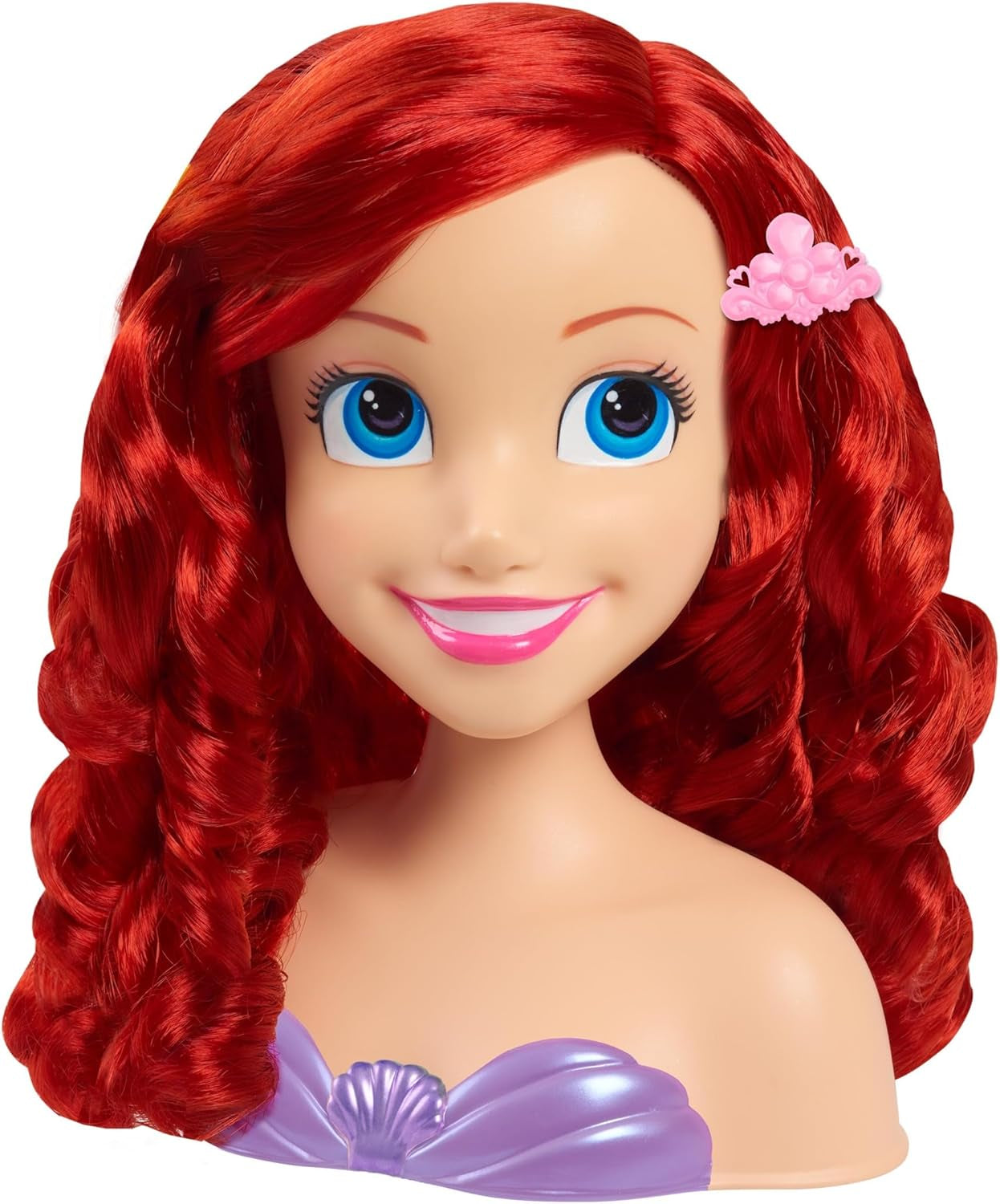 Ariel Just Play Disney Prinzessinnen-Haarkopf, 20 cm, mit Zubehör, 7-teiliges Set, rotes Haarspielzeug für Kinder ab 3 Jahren