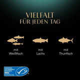 Sheba Portionsbeutel Nassfutter für Katzen, Multipack Fresh & Fine in Gelee mit MSC Thunfisch und Lachs, 6x6x50g - Gesunde Mahlzeiten für Katzen mit Gelee