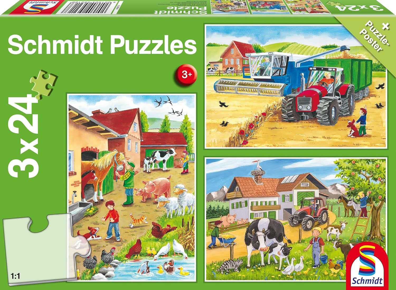 Schmidt Spiele 56216 Puzzle für Kinder, 3X24 Teile Puzzle Naty Shop Standardtitel