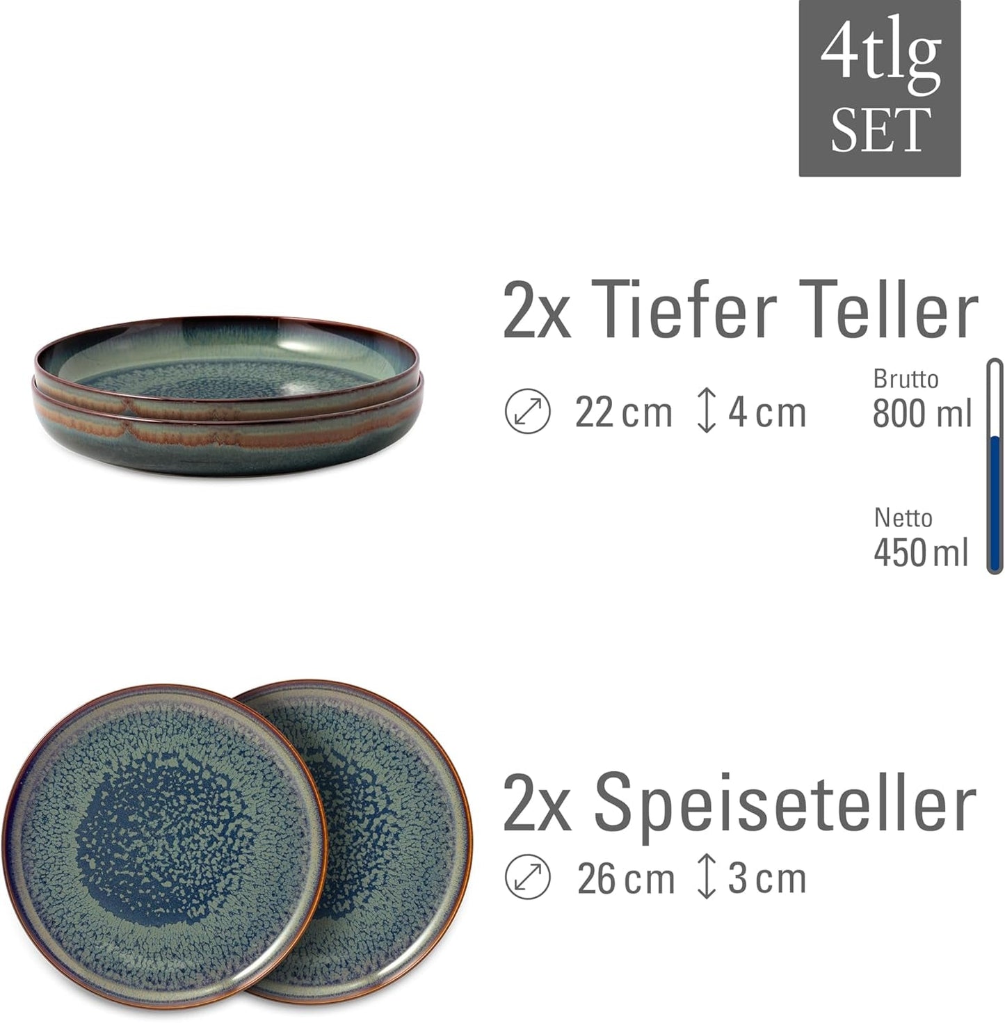 Crafted Breeze Geschirrset von Villeroy & Boch, 4-teilig, für 2, grün