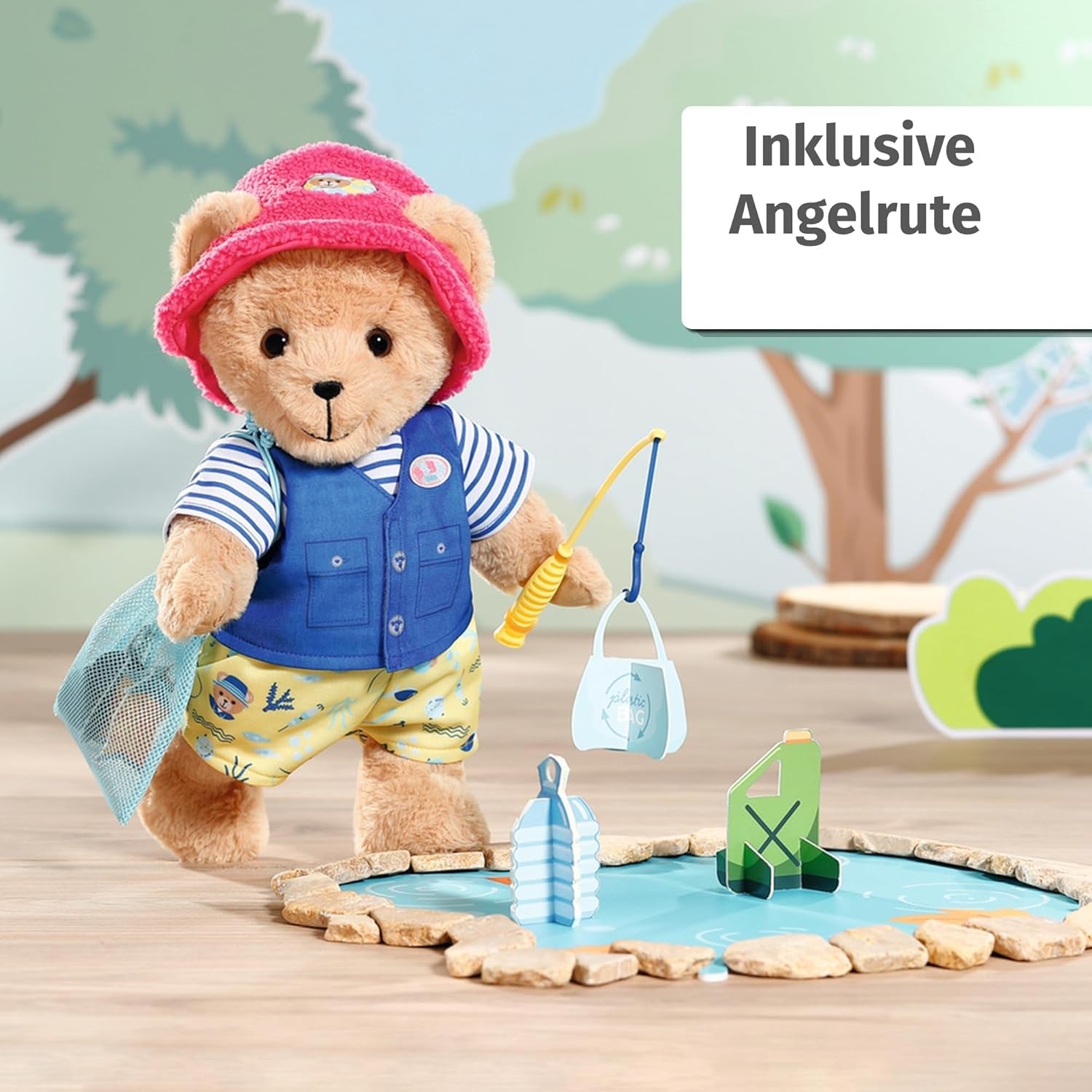 Baby Born Teddy Angler Kostüm mit Angelrute für 43cm Puppen und Teddybär, 835982 Zapf Creation