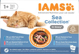 IAMS Delights Sea Collection Katzenfutter Nass - Multipack mit Fischsorten (Lachs, Thunfisch, Makrele, Seefisch) in Sauce, Nassfutter für Katzen ab 1 Jahr, 12 x 85g