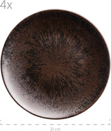 MÄSER Bronze Metallic 12-teiliges Tafelservice für 4 Personen mit eleganter und glänzender Glasur. Speiseteller-Set bestehend aus Speiseteller, Speiseteller und Dessertteller aus hochwertiger Keramik, Steinzeug, Braun