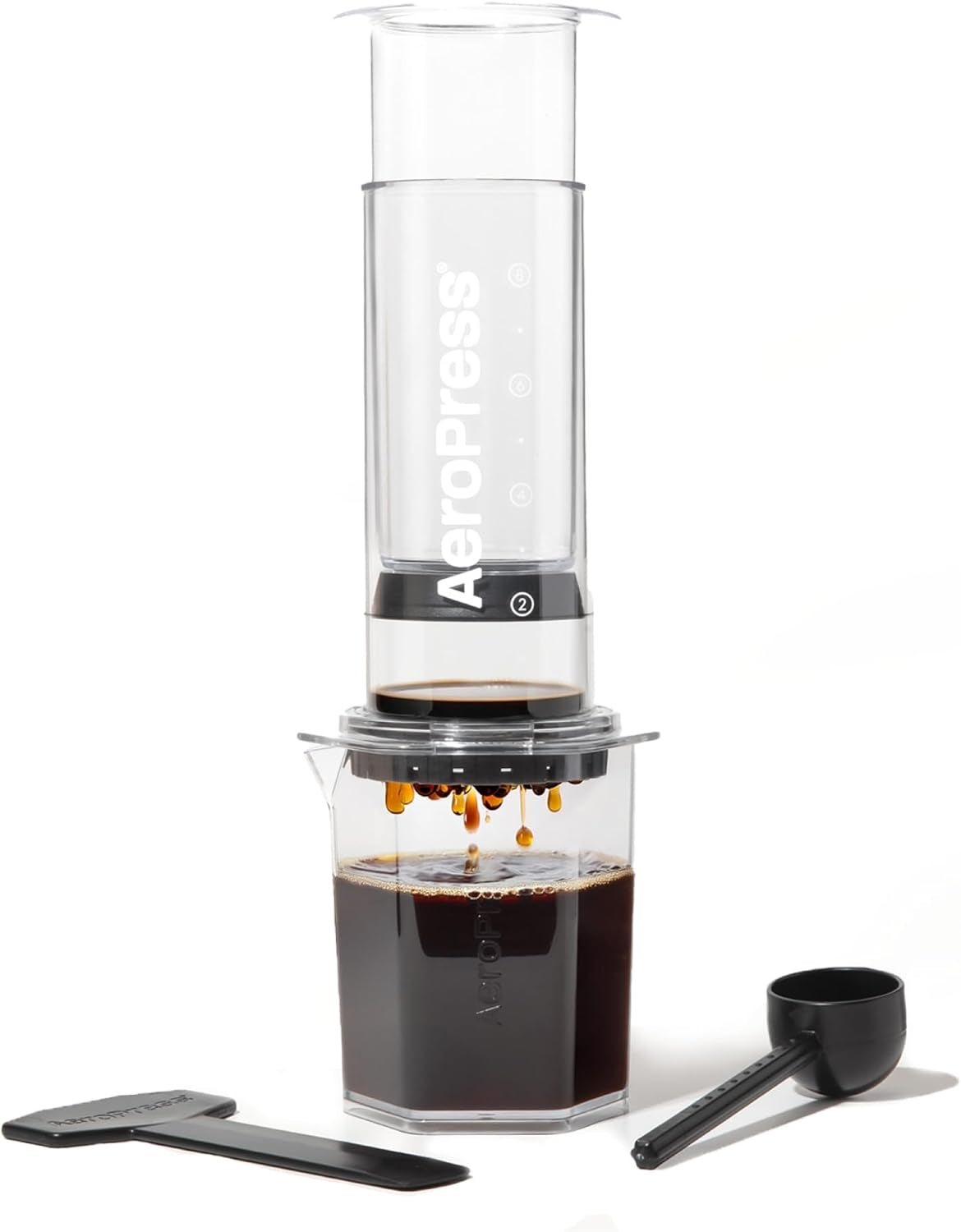 AeroPress Original Kaffee- und Espressomaschine, tragbare Kaffeemaschine auf Barista-Niveau mit Kammer, Kolben und Filtern, schnelle Kaffee- und Espressomaschine