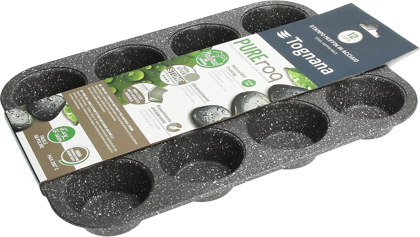 Pure Roq Muffinform für 12 Muffins, Aluminium, schwarze Formen und Backbleche Naty Shop