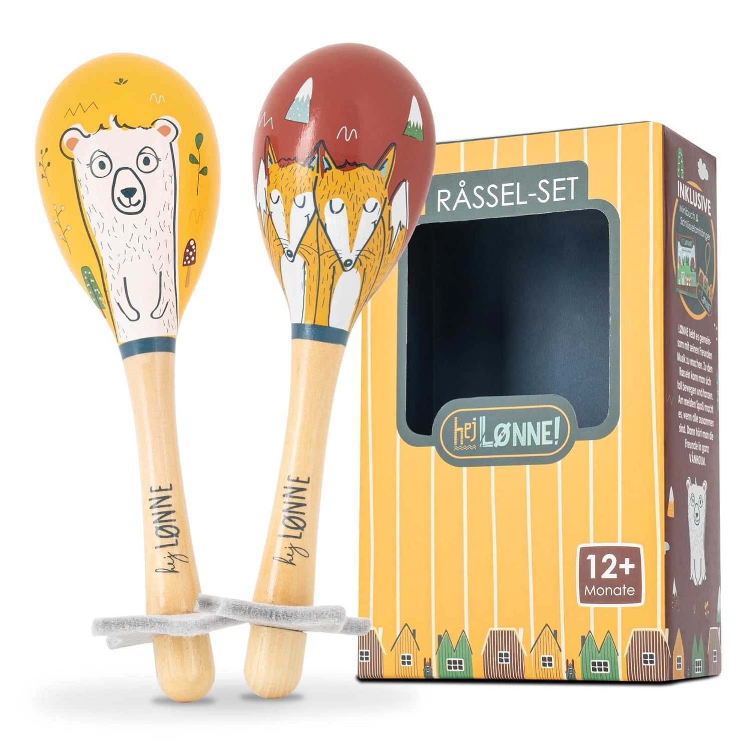 HEJ LØNNE 2er-Set Holzglocken – Maracas für Kinder – Musikinstrument aus Holz zur Förderung von Motorik, Koordination und Sozialverhalten – Holzglocke für Kinder – Kinderspielzeug Jucarii Bebe Naty Shop Standardtitel