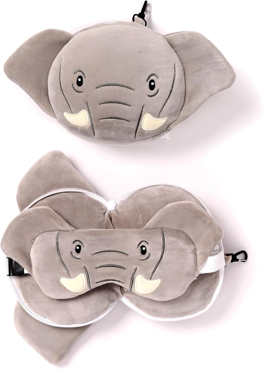 Reisekissen, rund, Plüsch, Elefant und Augenmaske, Unisex, Einheitsgröße, Unisex, Taille Einzigartige Reisekissen Naty Shop Standardtitel
