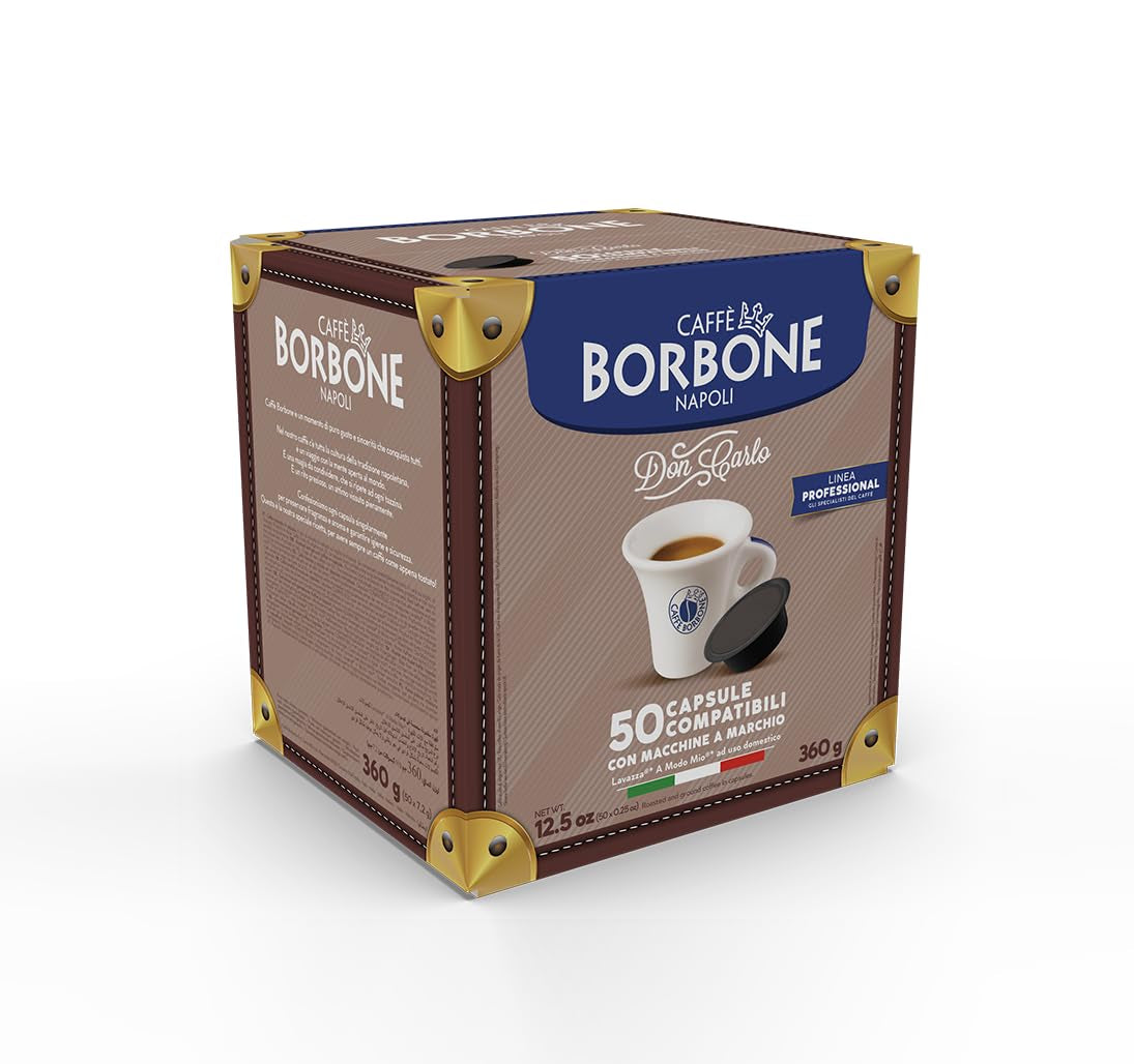 Caffè Borbone Don Carlo Blaue Blend – 50 Kapseln – kompatibel mit Lavazza®* A Modo Mio®* Haushalts-Espressomaschinen