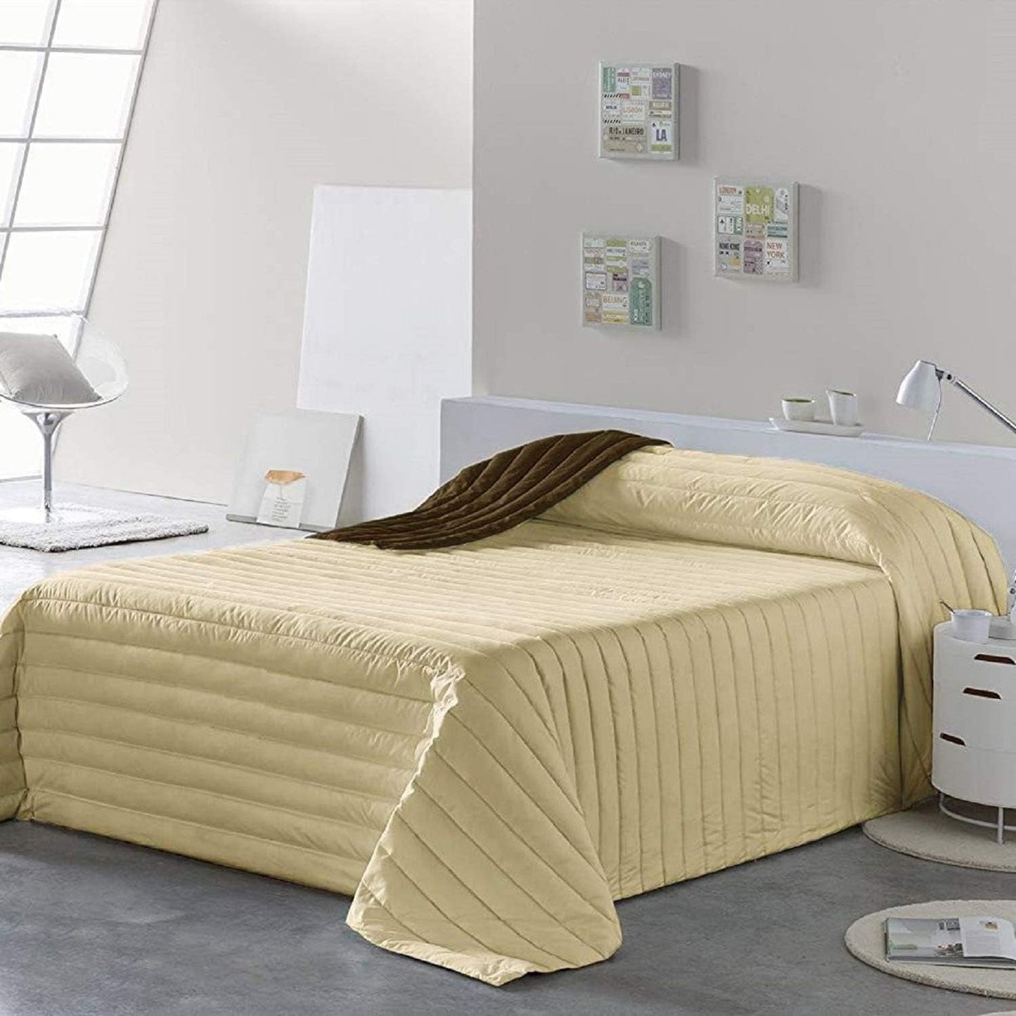 PETTI Artigiani Italiani – Einzelbettbezug, doppelseitige Bettdecke, Federkerndecke, Mitternachtsblau, Weiß, 100 % Made in Italy