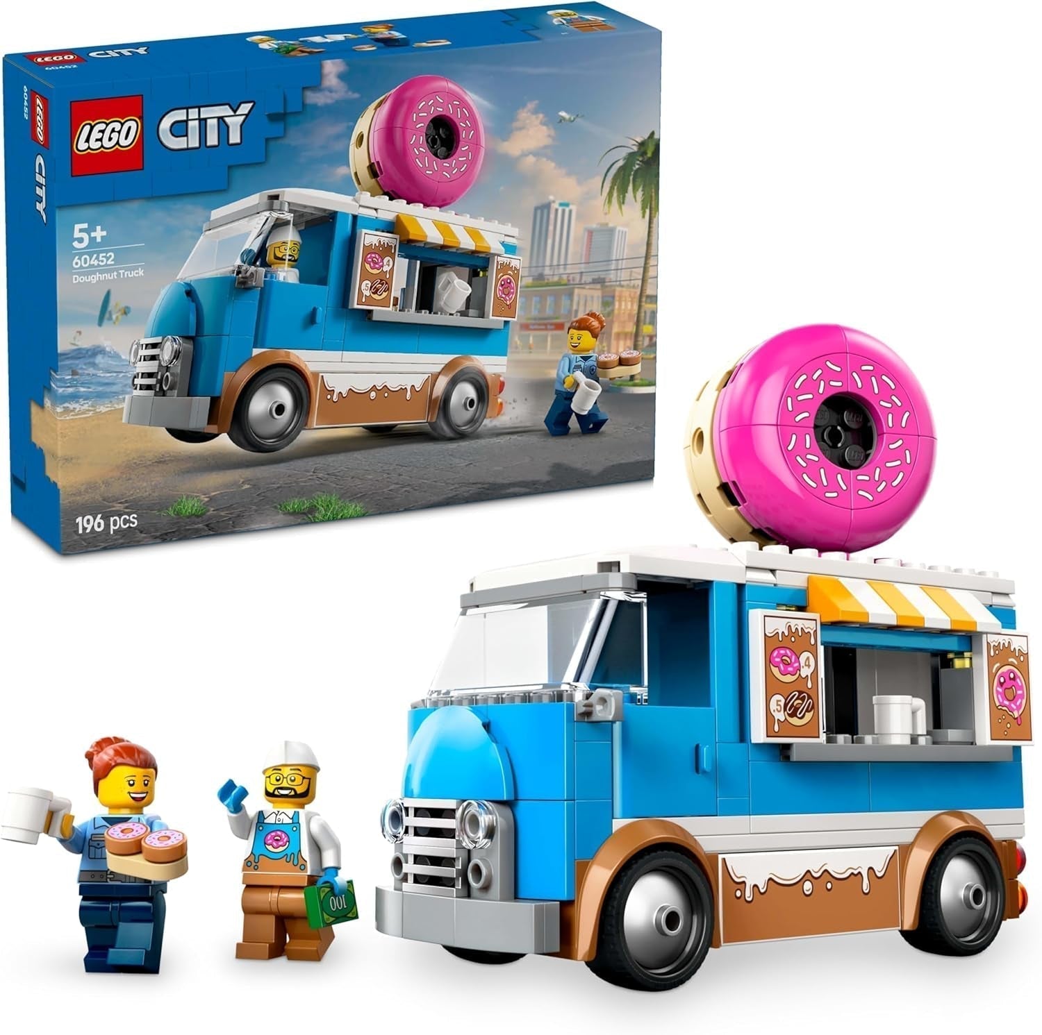 LEGO City Donut Truck – Spielzeug-Imbisswagen mit 2 Polizei-Minifiguren – Konstruktionsspielzeug für Jungen und Mädchen ab 5 Jahren – Geburtstags- und Weihnachtsgeschenkidee 60452 Bausets Besuche den LEGO-Store Standardtitel