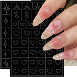 6 Blatt Airbrush-Schablone, Nagelaufkleber, Schmetterling, Flamme, Sterne, Herz, Sterne, Nagelaufkleber, Druckschablone, Werkzeug, Nagelkunst, selbstklebende Aufkleber für Frauen, Nagelkunst-Designaufkleber