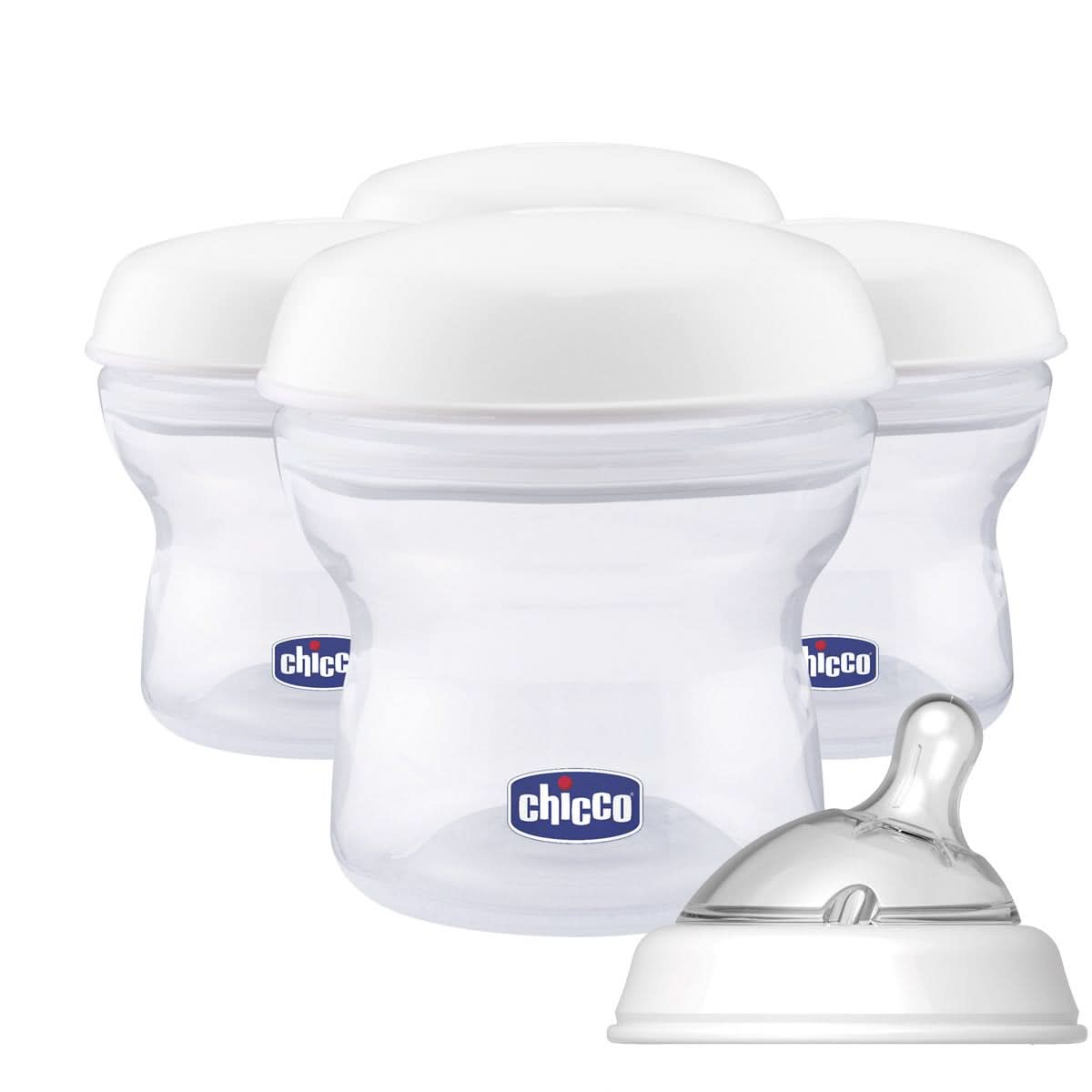 Chicco Milchaufbewahrungsbehälter Step up Neu Inklusive Silikonsauger Zubehör Essen und Stillen Bebe Naty Shop