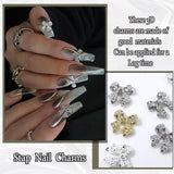 30 Stück Metall-Nagelschleifen, gold-silbergraue Schleifen, Nagelzubehör, Nageldekorationen für Frauen und Mädchen, Nagelkunst-Design