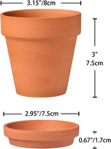 Hollyone 8-teiliges kleines Terrakotta-Pflanzgefäß-Set, 8 x 8 cm runde Tontöpfe mit Platte und Drainageloch, kleine Pflanzgefäße mit Tablett, Terrakotta-Sukkulentententöpfe für Zimmerpflanzen, Keramik-Pflanzgefäße
