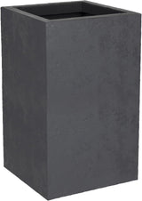 Basalt'Up Blumentopf, quadratisch, hoch, 36 l, Betonoptik, schlichte Wand, Wassertank, 29,5 x 29,5 x 49,5 cm, Anthrazitgrau