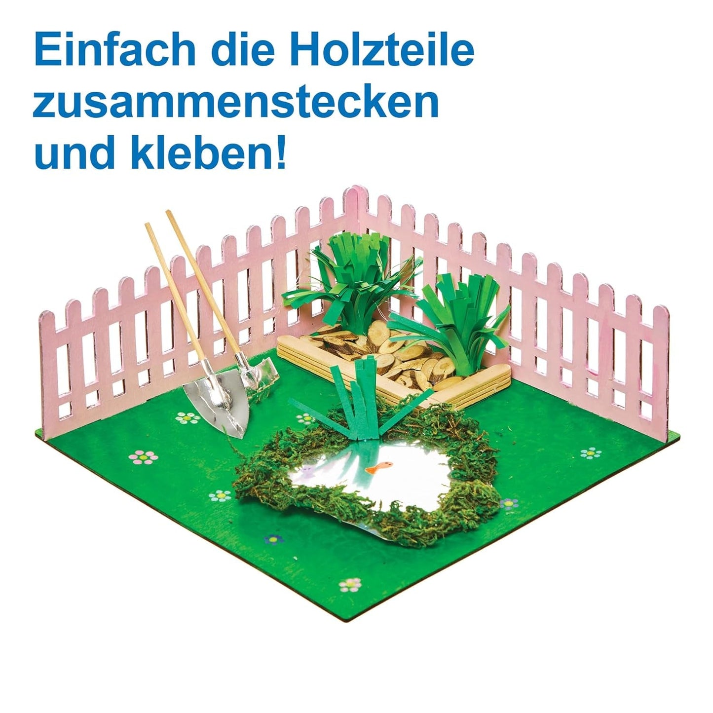 Baker Ross FN256 Mini-Garten-Puppenhaus aus Holz – 1 Packung Kinder-Puppenhaus-Set, Bastelset