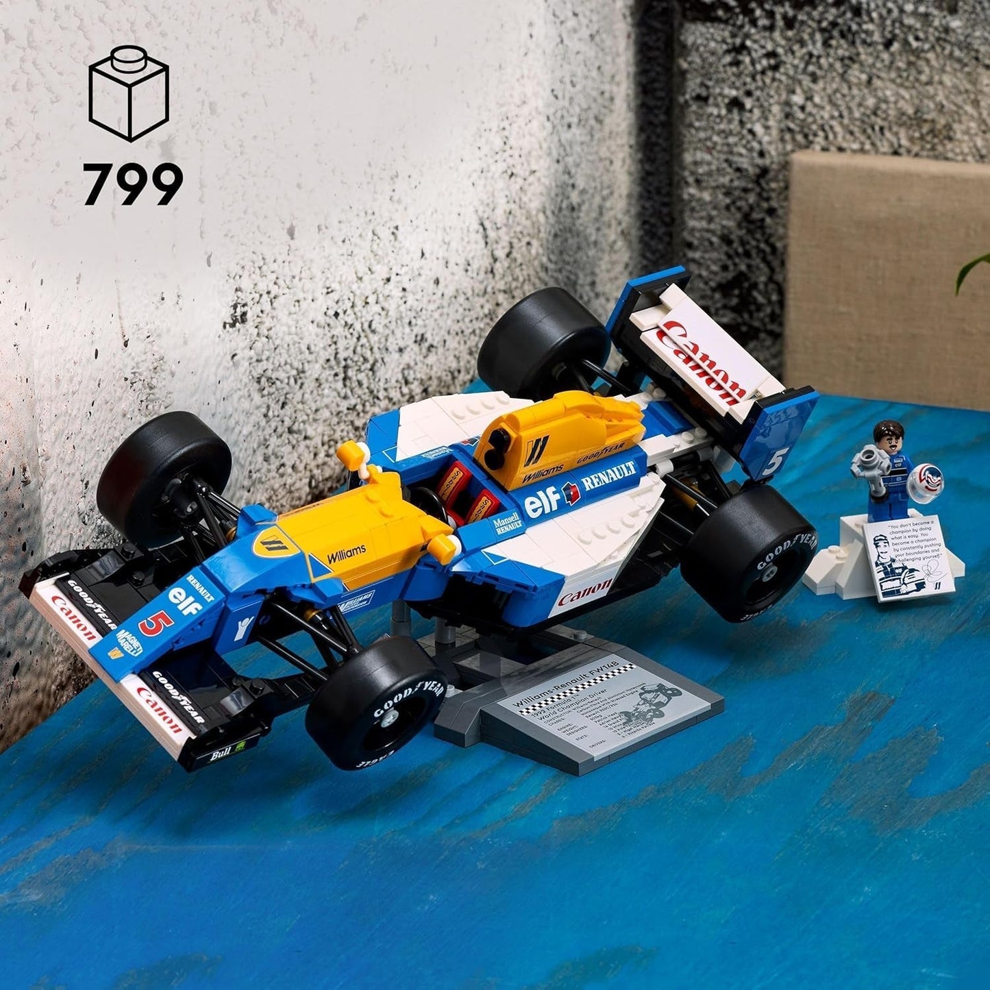 LEGO Icons Williams Racing FW14B mit Nigel Mansell – F1-Modellauto-Set mit Rennfahrer-Minifiguren zum Sammeln – Schreibtischdekoration mit Ständer – Geschenk für Erwachsene und Jugendliche Motorsportfans 10353 Bausets Besuchen Sie den LEGO-Store