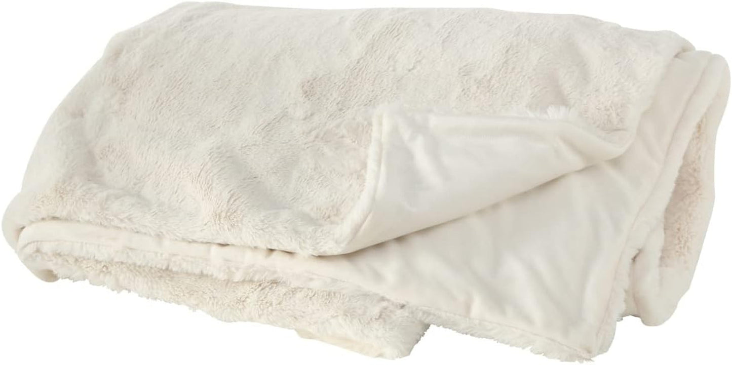 Boltze Storan Decke (Größe 150 x 200 cm, beige Farbe, bequeme Polyesterdecke, ideal für kalte Winterabende, Felloptik) 1015378 BOLTZE Betten und Decken Cremeweiß