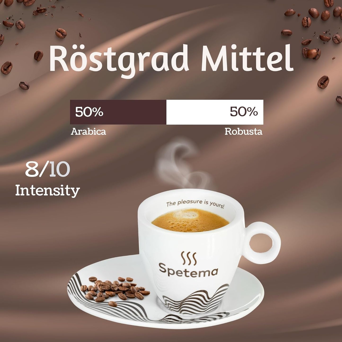 Spetema Kaffeebohnen Ragazzi Espresso Bar – 50 % Arabica & 50 % Robusta, Intensität 8/10, Mittlere Röstung, Zartes Aroma & Dichtes Geschmackserlebnis, 1 kg.