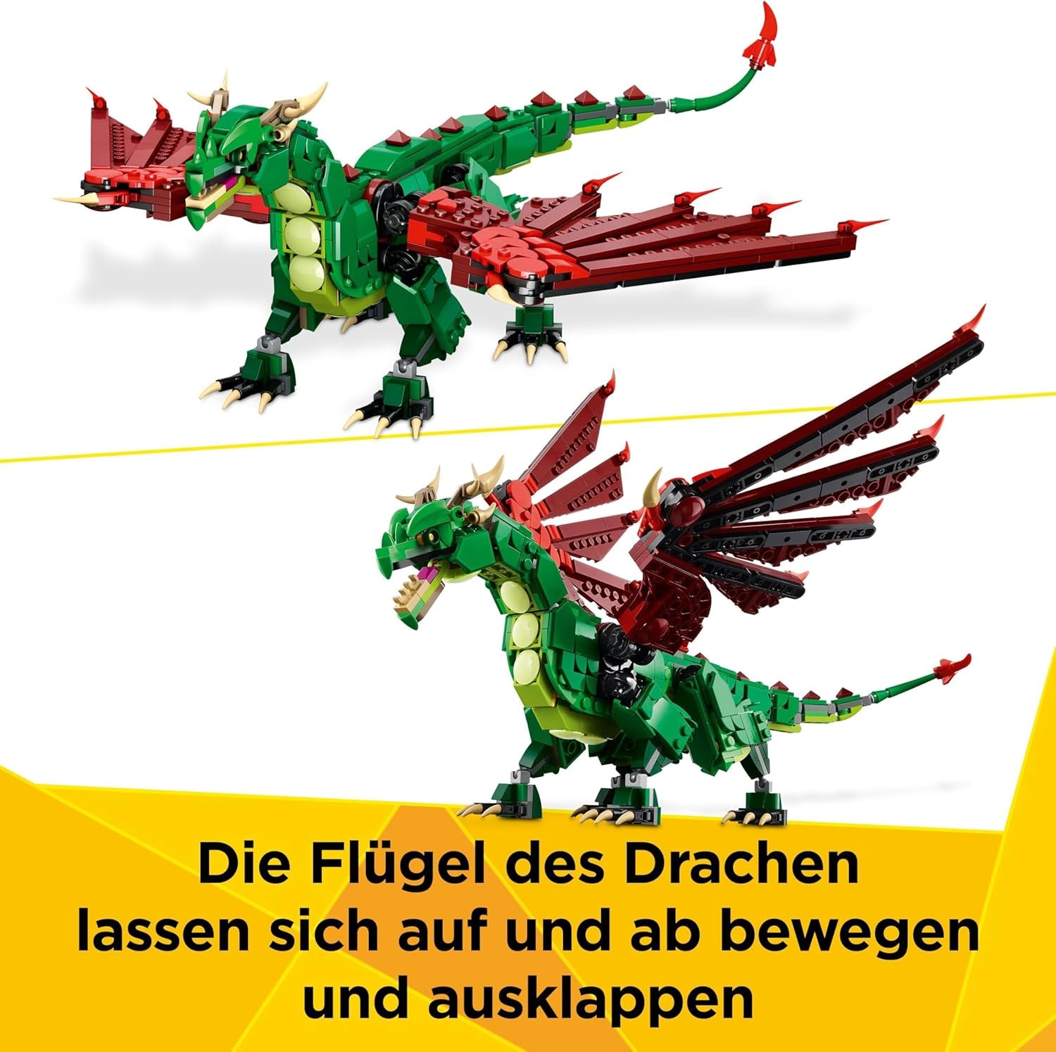 LEGO Creator 3In1 Grüner Drache – Spielzeug – Verwandelt sich in eine Seeschlange oder einen Phönix – Tierbauspielzeug für Kinder – Geschenk für Jungen und Mädchen ab 9 Jahren 31161 Bausets Besuchen Sie den LEGO-Store