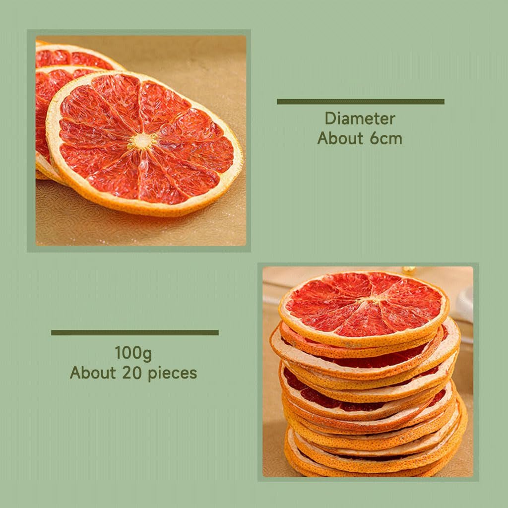Getrocknete Grapefruitscheiben, dehydrierte Grapefruit, Vasenfüller, Weihnachtsdekoration, rote Grapefruitscheiben, Trockenfruchtscheiben für Tee, ohne Zuckerzusatz (100 g (1 Packung)) Naty Shop Dehydrierte Produkte