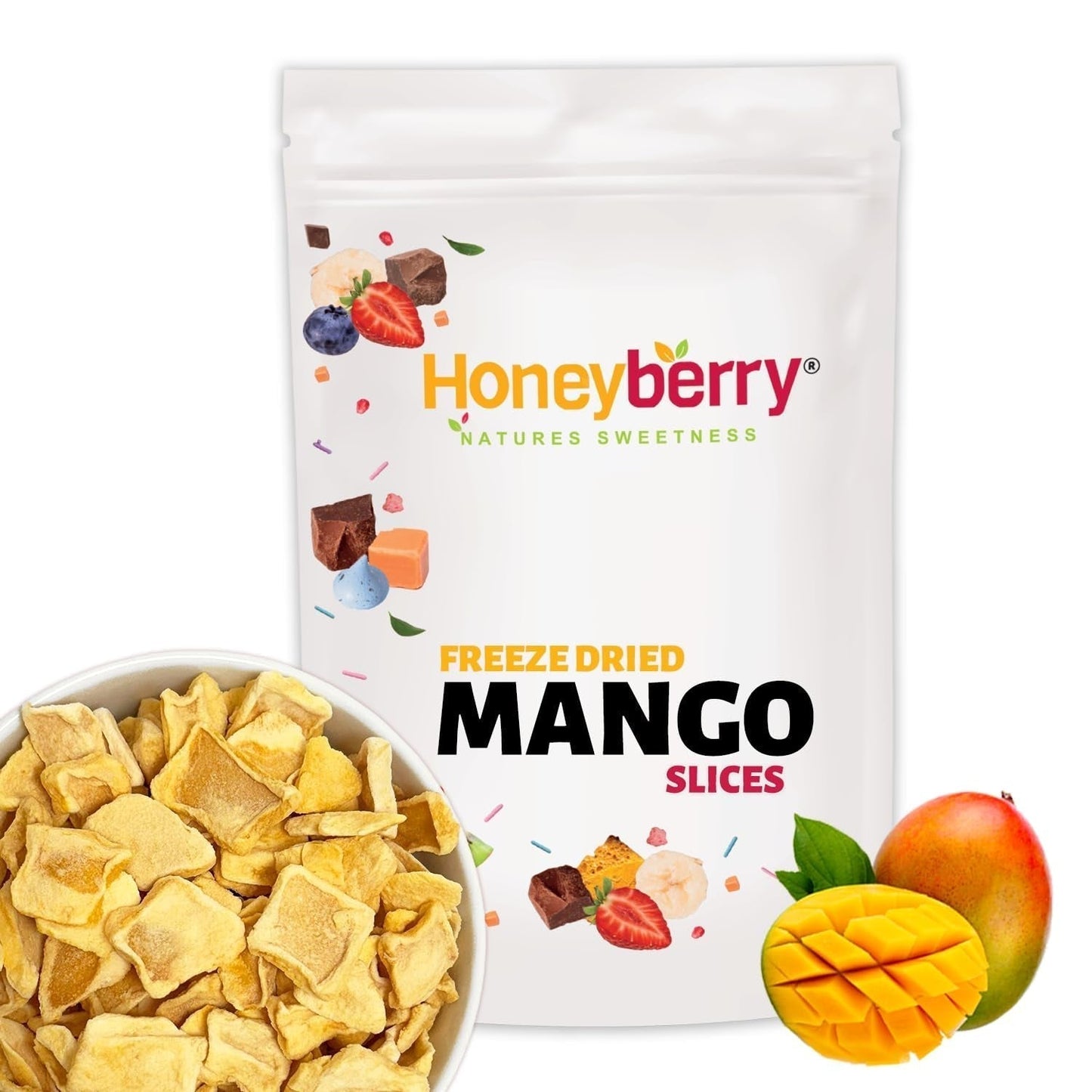 Gefriergetrocknete Mangoscheiben 100 g – gefriergetrocknete Mangochips – gefriergetrocknete Trockenfrüchte – gefriergetrocknete Früchte, getrocknete Mango für Dekoration, Snacks, Smoothies, Desserts. Dehydrierte Produkte Naty Shop 100 g