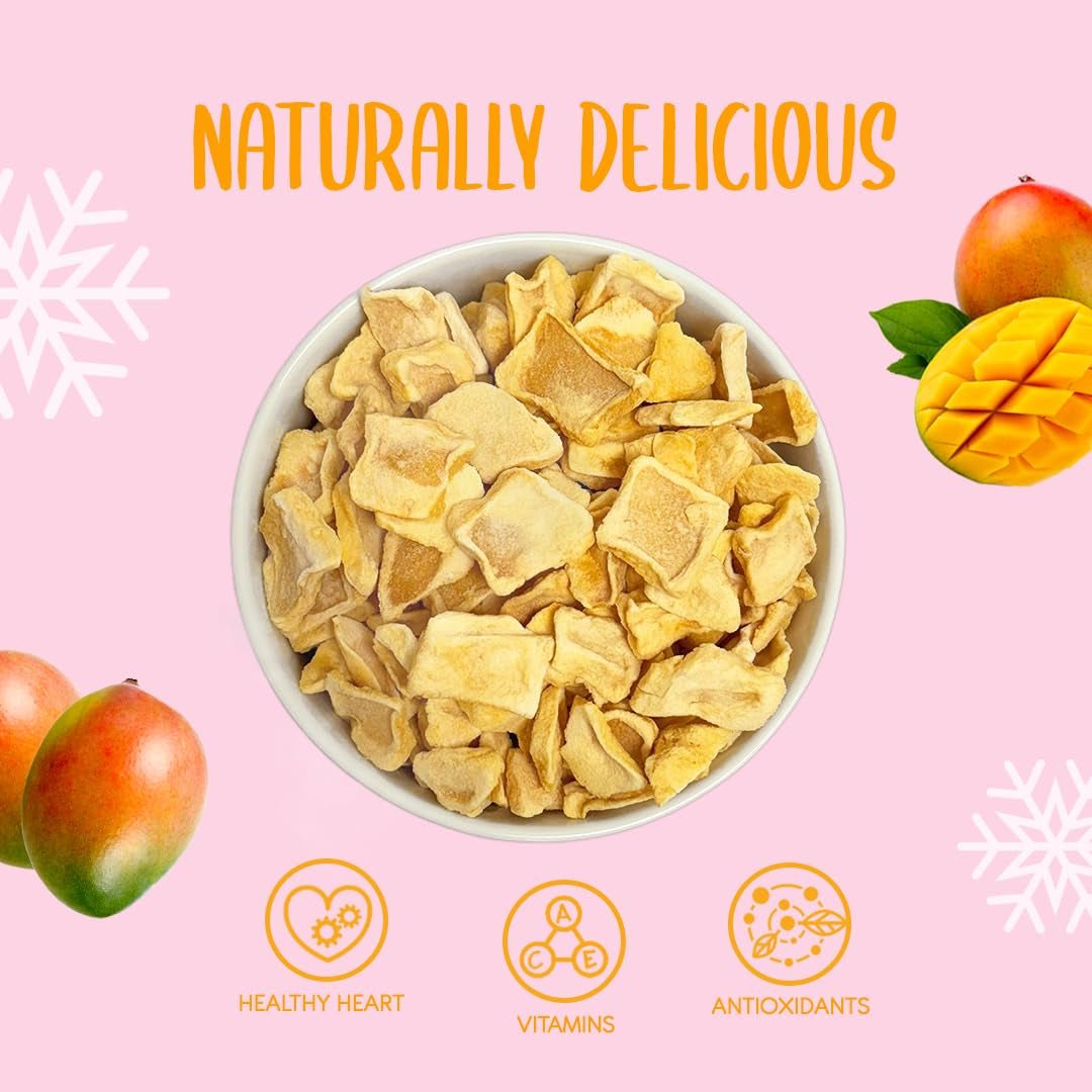 Gefriergetrocknete Mangoscheiben 100g - gefriergetrocknete Mangochips - gefriergetrocknete Trockenfrüchte - gefriergetrocknete Früchte, getrocknete Mango zur Dekoration, Snacks, Smoothies, Desserts Dehydrierte Produkte Naty Shop